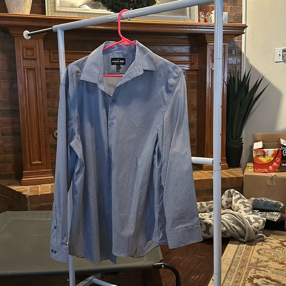 Mens Express 1MX Stretch Cotton Slim Dress Shirt